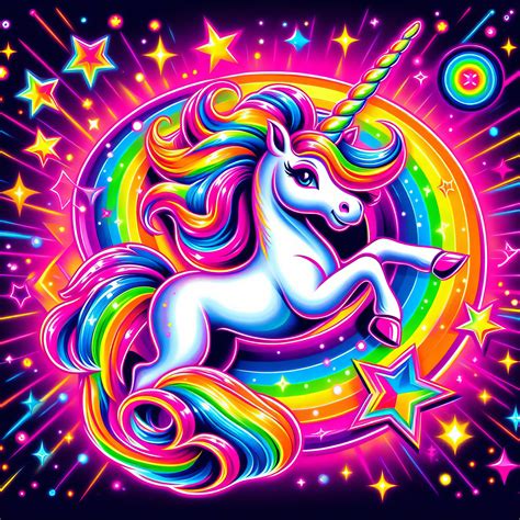 Lisa Frank Inspired Neon Unicorns Digital Art, Retro, 80's ...