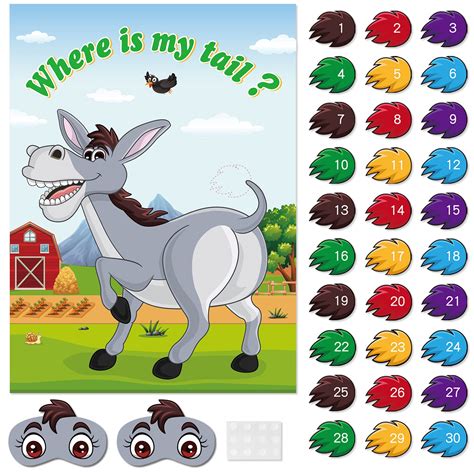 Buy ASTARON Pin The Tail on The Donkey Game with 30 Tail Stickers for ...