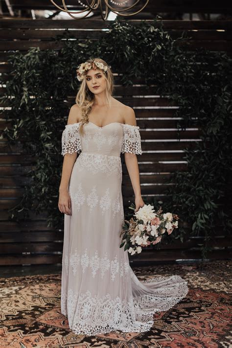 Boho Off Shoulder Wedding Dress