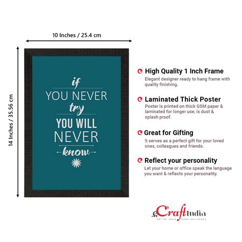 "If you never try" Motivational Quote Satin Matt Texture UV Art ...