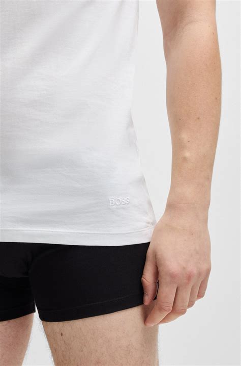 BOSS - Three-pack of cotton underwear vests with embroidered logos - White