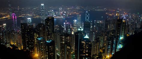 Download wallpaper 2560x1080 night city, city, buildings, lights ...