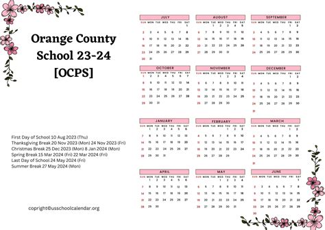 OCPS Calendar - US School Calendar