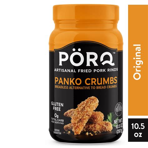 PORQ Pork Rind Panko Crumbs, Gluten Free, Keto Friendly, 10.5 oz ...