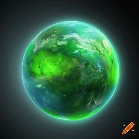 Hyperrealistic bright green planet in space on Craiyon