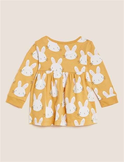 Buy Pure Cotton Bunny Print Peplum Top at Marks & Spencer