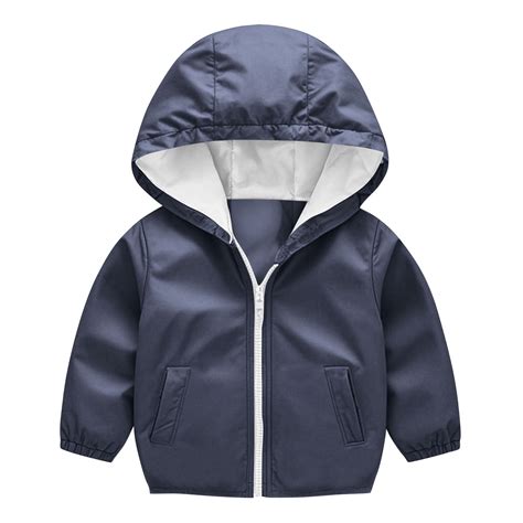Atogsazn Toddler Boys Rain Jacket Kids Zip Up Hoodie Windbreaker Long ...