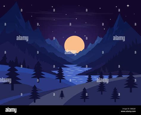 Minimalist Flat Vector Illustration With Bluish Purple Color Palette ...