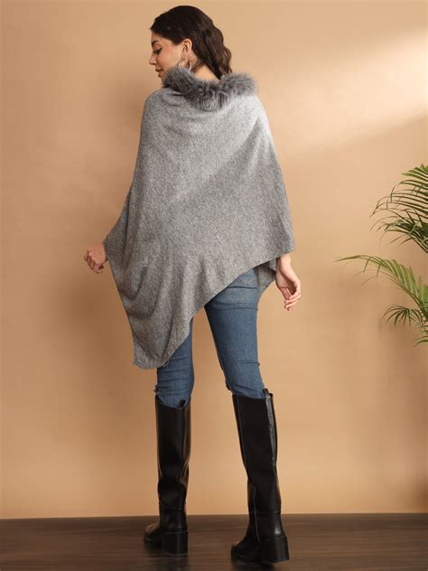 woolen poncho, winter poncho, fur poncho – modarta