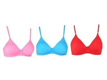 Buy Bralux Dolly T-Shirt Bra Pink-Firozi-Red Size - 30B Set of 3 at ...