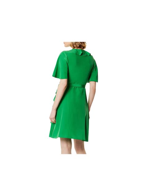 Karen Millen Silk Wrap Dress, Green at John Lewis & Partners