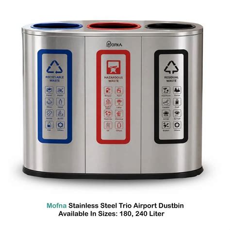 SS RECYCLING BIN - Mofna Stainless Steel Due Swing Dustbin With Inner ...