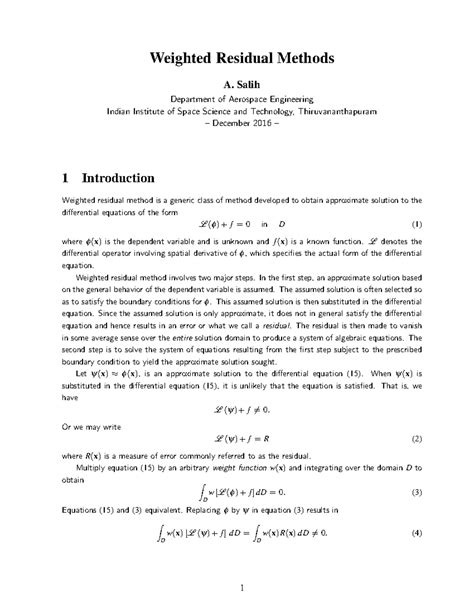 Weighted Residual Method - FEM - Weighted Residual Methods A. Salih ...