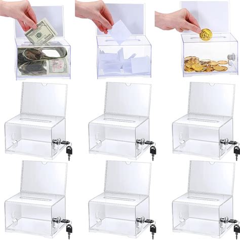 Kigley 9 Pack Acrylic Donation Box with Lock and Sign Clear Ballot Box ...