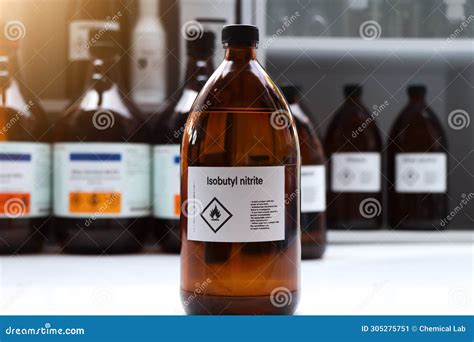 Isobutyl Nitrite In Glass, Hazardous Chemicals And Flammable Symbols ...