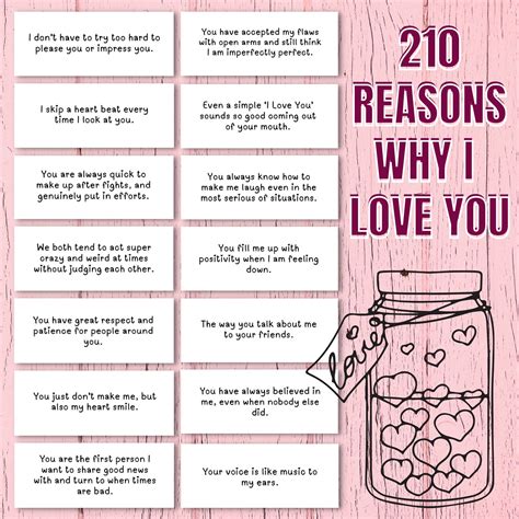 210 Reasons Why I Love You Printable DIY Jar Printable - Etsy