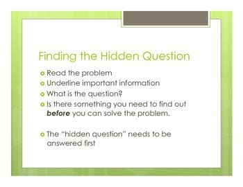 Image result for 2 Step Word Problems Hidden Question