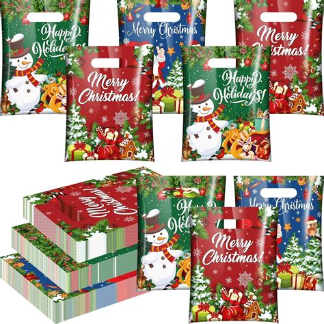 Amazon.com: Cholemy 240 Pcs Christmas Bags Xmas Plastic Party Treat ...