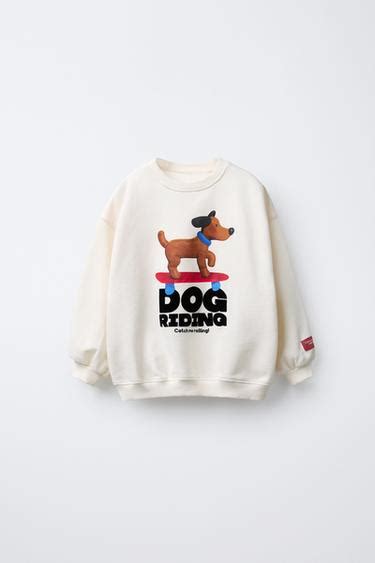 FLOCKED SLOGAN DOG PRINT SWEATSHIRT - Ecru | ZARA India