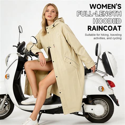 PALAY Waterproof Full-Length Hooded Raincoat for Women Long Rain Jacke ...
