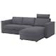 VIMLE 3-seat sofa with chaise longue, with headrest/Gunnared medium ...