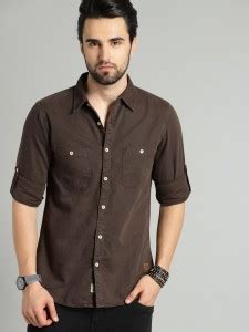 Roadster Men Solid Casual Brown Shirt - Buy Roadster Men Solid Casual ...
