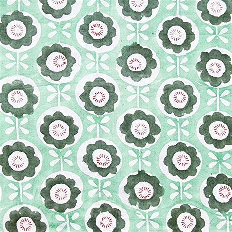 Pure Cotton Jaipuri Green With Drak Green Flower Hand Block Print Fabr ...