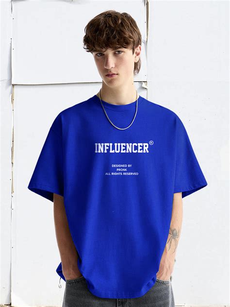 INFLUENCER Blue Men Oversized T-Shirt – Pure Cotton | Streetwear Fashi ...