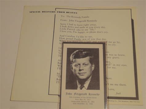 John F Kennedy Funeral Memorial Prayer Card & Poem Pamphlet-Robert ...