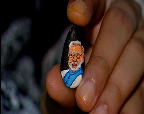 Odisha artist makes PM Modi's miniature portrait on almonds, showcases ...