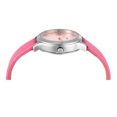 Helix By Timex Pink Round Analog Leather Watch Women -TW055HL01