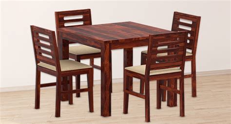 Amazon Brand - Solimo Semlow Four Seater Dining Table with 4 Cushioned ...