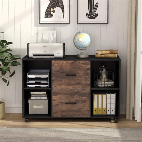 Buy 2 Drawer Wood File Cabinet Letter Size, Large Mobile Lateral Filing ...