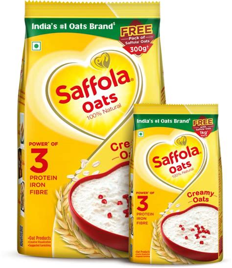 Saffola Rolled Oats,Creamy 100% Natural, High Protein & Fibre, Healthy ...