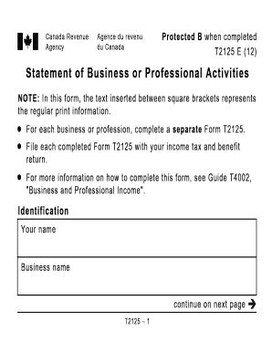 Fillable T2125 - Fill Online, Printable, Fillable, Blank | pdfFiller