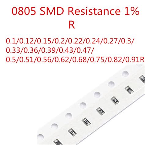 0805 SMD Resistance 1% 0.1/0.12/0.15/0.2/0.22/0.24/0.27/0.3/0.33/0.36/0 ...