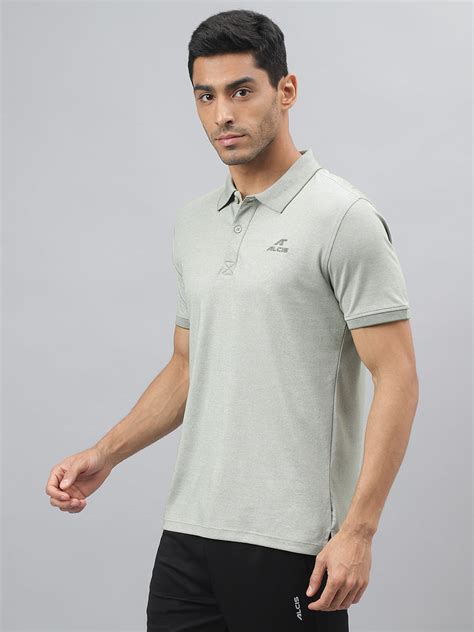 Alcis Men Sea Spray & White Anti-Static Slim-Fit Metro Athleisure Polo