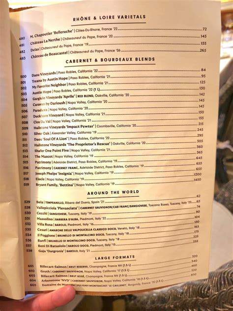 Menu at Le Colonial Naples restaurant, Naples