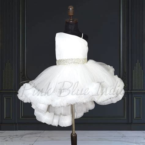 White High Low Ruffled Pary Wear Gown Dress for Baby Girls ...