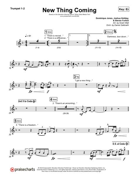 New Thing Coming Trumpet Sheet Music PDF (Elevation Worship / Steven ...