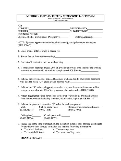 MI Uniform Energy Code Compliance Form - Fill Online, Printable ...