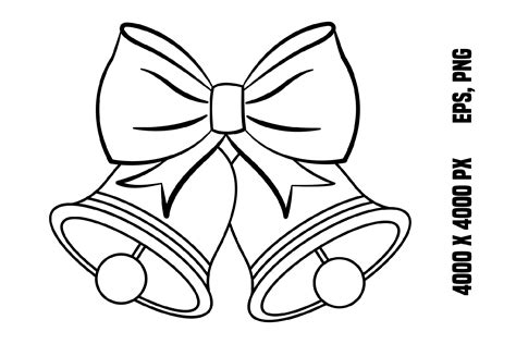 Christmas Bells with Bow for Coloring Graphic by YuliDor · Creative Fabrica