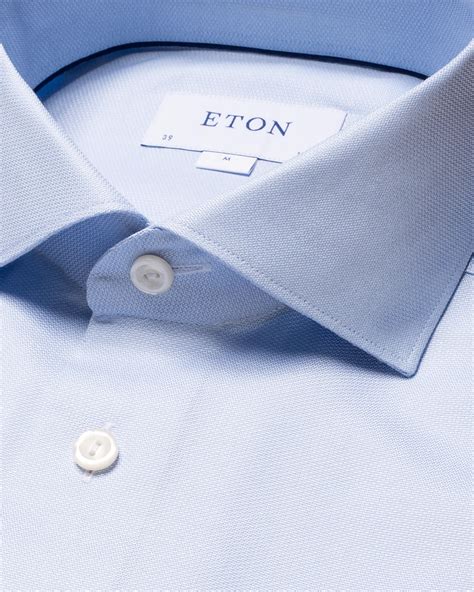 Light Blue Cotton Lyocell Stretch Shirt - Eton
