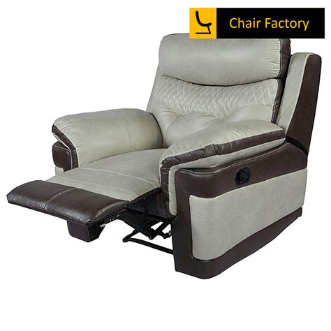 Franco Black & light Grey Leather Recliner Chair with Soft Padding ...