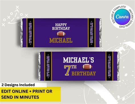 Purple & Black Colors Baltimore Football Team Birthday Party Printable ...