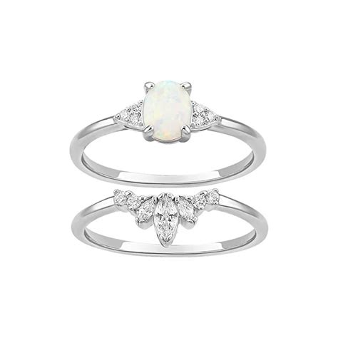 PRIMROSE Fine Silver Plated White Opal & Graduated Marquise Cubic ...
