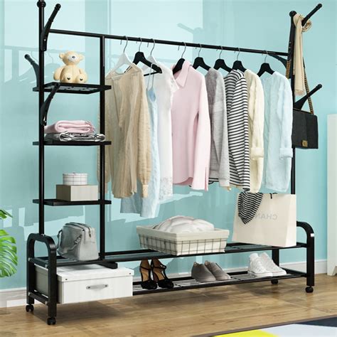 Clothing Garment Rack Heavy Duty Clothes Rack Portable Clothes Wardrobe ...