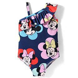 Babyhug Disney Sleeveless V Cut Swimsuit With Frills Detailing Minnie ...