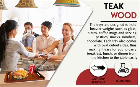 NB Crafted Glossy Teak Wood Serving Tray for Home and Kitchen ...