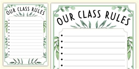 Botanical-Themed Our Class Rules Display Poster